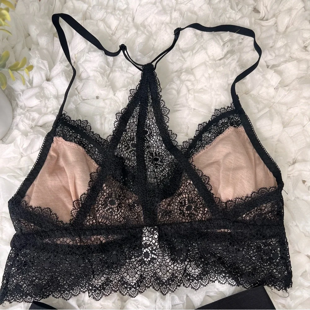 Black Nude Lace Lingerie Set | Bralette &‎ Shorts | M/L Sexy Nightwear